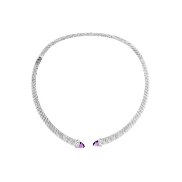 Judith Ripka Silver/Purple Textured With Amethyst Necklace