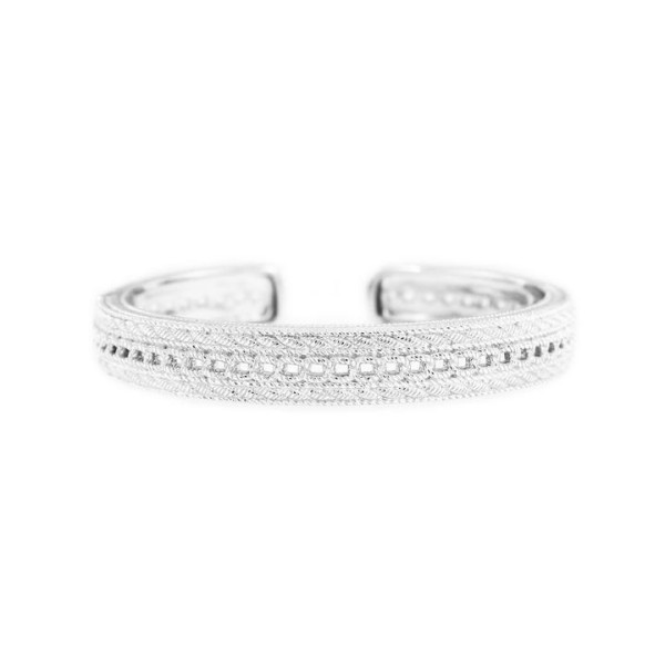 Judith Ripka Silver Sterling Textured Cuff Bangle