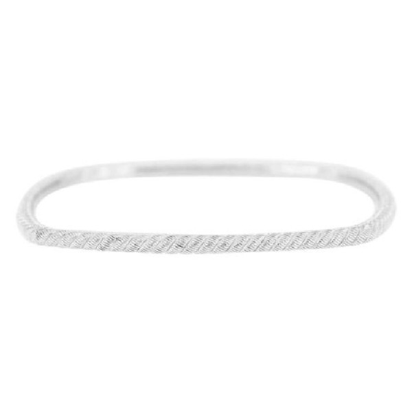 Judith Ripka Silver Textured Square Bangle