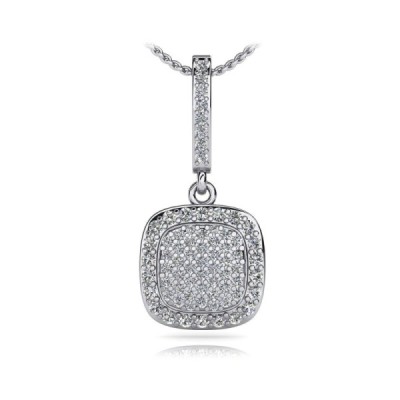 Square Shaped Diamond Cluster Pendant