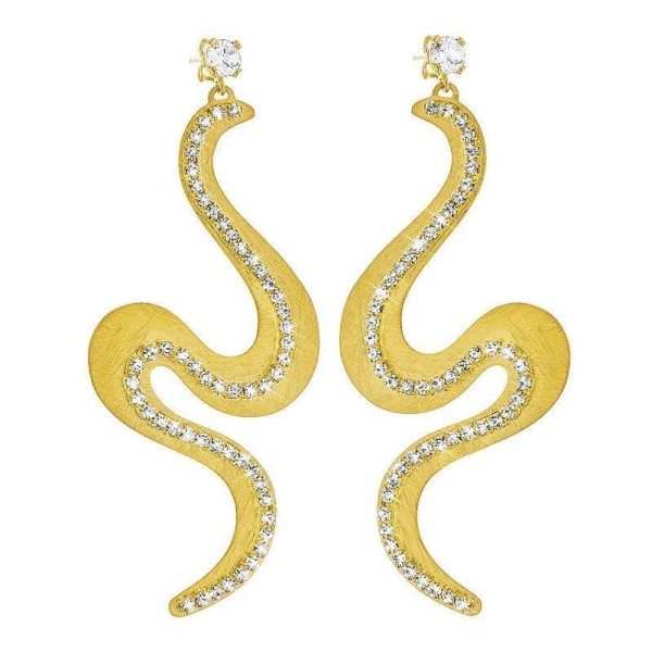 STROILI Italian Jewels New Moon Gold Plated Metal Earrings With Crystals 1604540