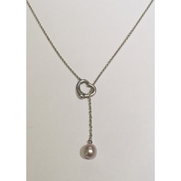 Tiffany & Co. Elsa Peretti Open Heart Lariat With Freshwater Pearl