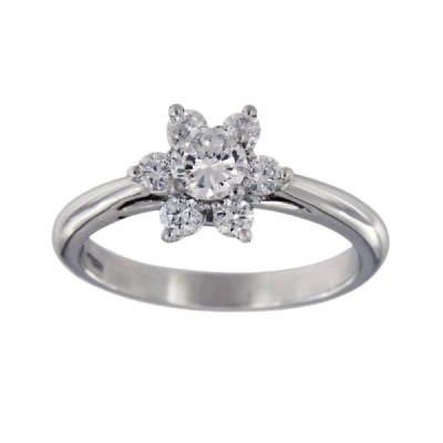 Tiffany & Co. Platinum 0.50ct VS-2 G Color Flower Diamond Ring Size 5.5