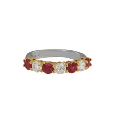 Tiffany & Co. Rubies Diamonds Two-Tone Gold & Platinum Wedding Band