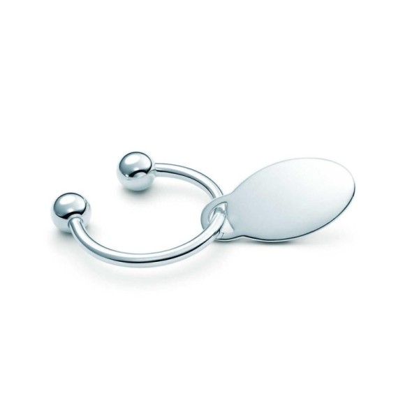 Tiffany & Co. Silver Co Oval Tag Key Ring