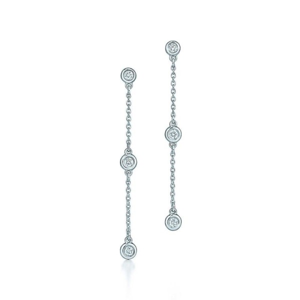 Tiffany & Co. Silver Elsa Peretti Diamonds by the Yard Drop Earrings Necklace