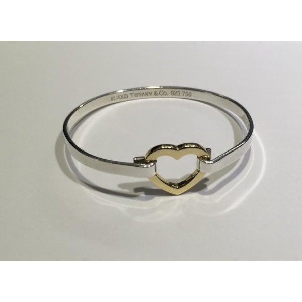 Tiffany & Co. Silver/Gold Sterling 18k Heart Bangle Bracelets