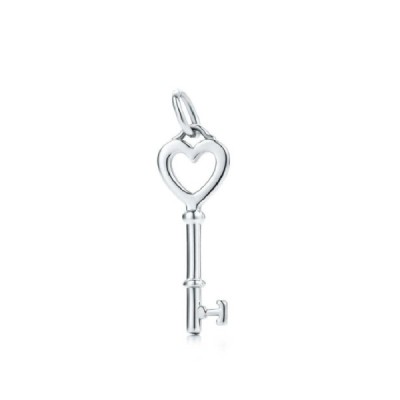 Tiffany & Co. Silver Heart Key Pendant 2" With Beaded Chain Necklace