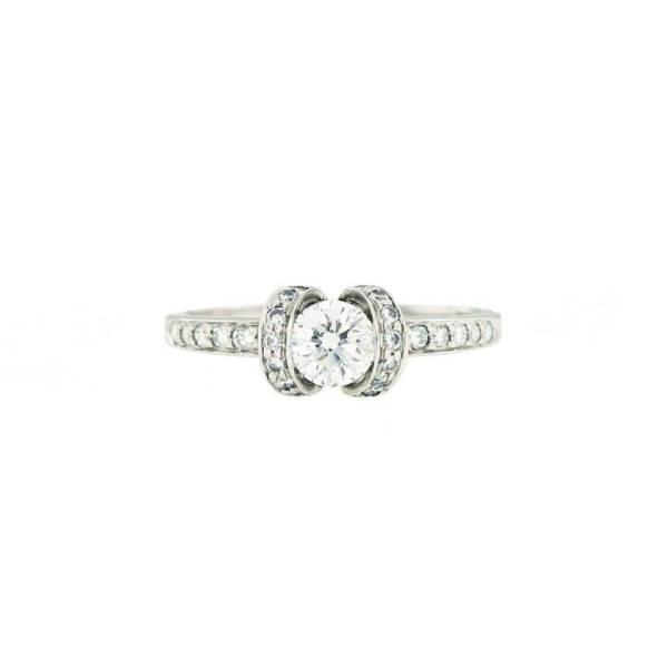 Tiffany & Co. Silver Platinum Ribbon Diamond Engagement Ring