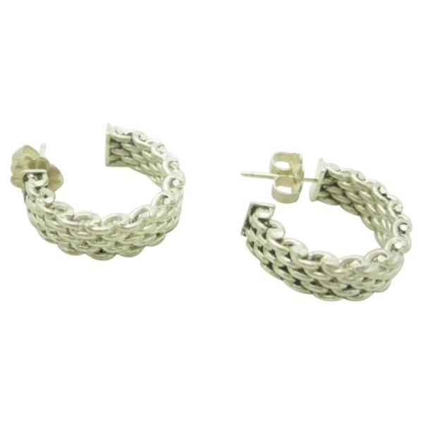 Tiffany & Co. Silver Sterling Mesh Hoops Earrings