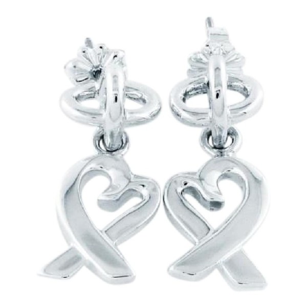 Tiffany & Co. Sterling Silver Picasso Loving Heart Dangle Earrings