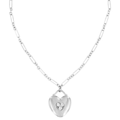 Tiffany & Co. White Gold Diamond Heart Pendant Fancy Link Chain Necklace