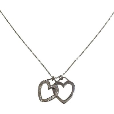 Tiffany & Co. White Gold Rare and Diamond Double Heart Necklace