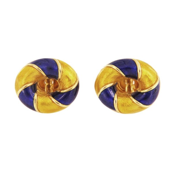 Verdura Exclusive Worldwide Gold & Enamel Oval Cufflinks