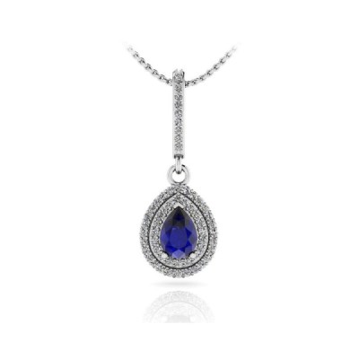 Vintage Teardrop Diamond and Sapphire Pendant