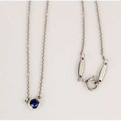 Elsa Peretti Color by the Yard Pendant in Platinum with a Sapphire