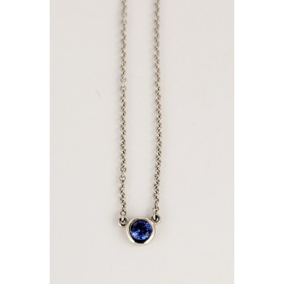 Elsa Peretti Color by the Yard Pendant in Platinum with a Sapphire