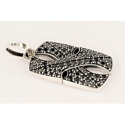 Armory Collection for Men Armory Tag Sterling Silver with Black Diamonds