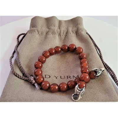 David Yurman Men's Spiritual Bead Bracelet 8mm Carnelian S Silver 8.5