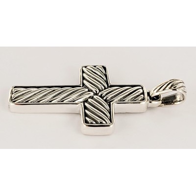 DAVID YURMAN Black Onyx And Sterling Silver Exotic Stone Cross Pendant Necklace