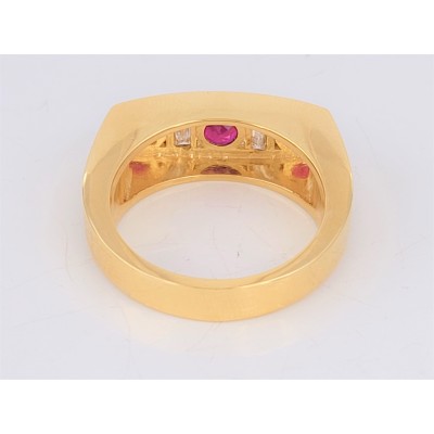 Burmese Ruby and Diamond Men Band in 18K Yellow Gold