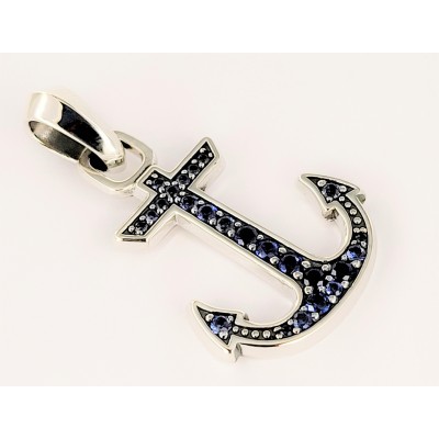 David Yurman Maritime Anchor Amulet Sapphire Silver Pendant