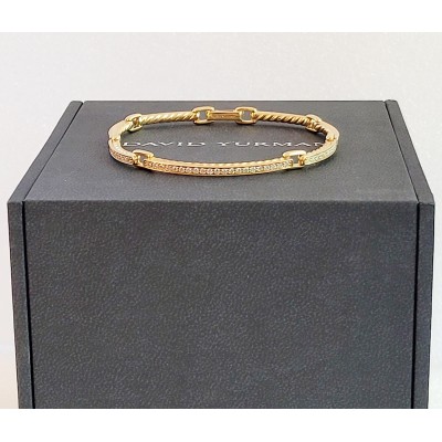 David Yurman Petite Pave Link Bracelet with Diamonds in 18K Gold, Size S