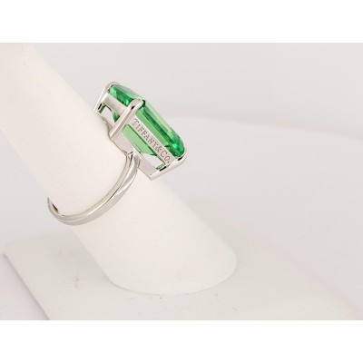 TIFFANY & Co Sparklers Cocktail Green Quartz Ring Sterling Silver size 6.75