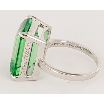 TIFFANY & Co Sparklers Cocktail Green Quartz Ring Sterling Silver size 6.75