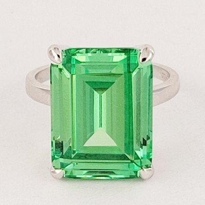 TIFFANY & Co Sparklers Cocktail Green Quartz Ring Sterling Silver size 6.75