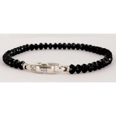 David Yurman Spiritual Beads Faceted Bracelet Sterling Silver with Black Spinel, 5mm