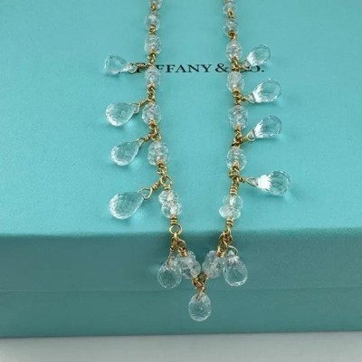 RARE Vintage Tiffany & Co. 18k Aquamarine Briolette Gemstone Necklace