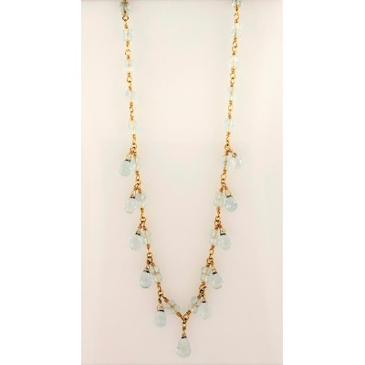 RARE Vintage Tiffany & Co. 18k Aquamarine Briolette Gemstone Necklace