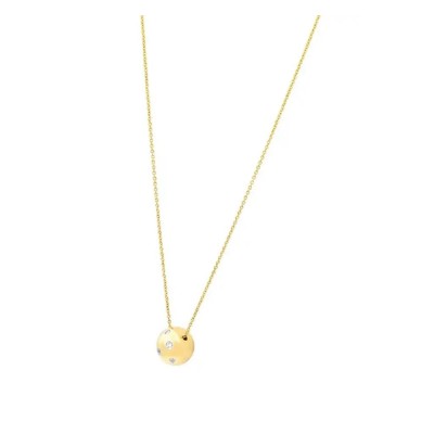 Tiffany & Co. 18 Karat Yellow Gold Etoile Diamond Platinum Ball Pendant Necklace