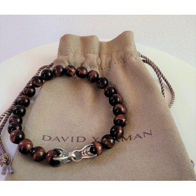 David Yurman Men's Spiritual Beads Bracelet with Tiger's Eye and Silver, 8mm,