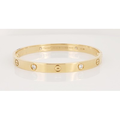 CARTIER Love 4P Diamond Bracelet 18KY Yellow Gold