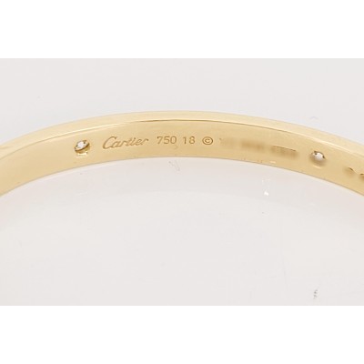 CARTIER Love 4P Diamond Bracelet 18KY Yellow Gold