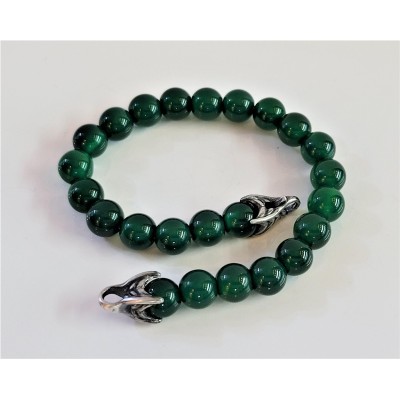 David Yurman Green Onyx Sterling Silver Spiritual Bead Bracelet 8mm