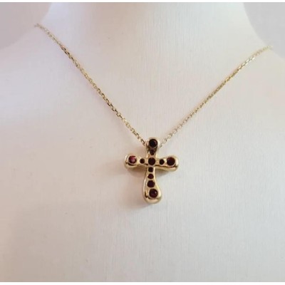 Tiffany & Co. 18K Yellow Gold Elsa Perreti Ruby Cross Necklace