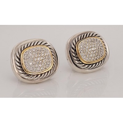 David Yurman Two-Tone Diamond Albion Earclips