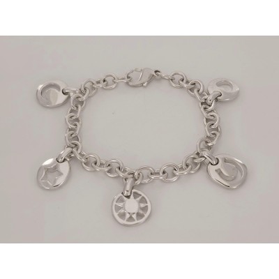 Tiffany & Co Silver Heart Sun Star Moon Horseshoe Charm Bracelet