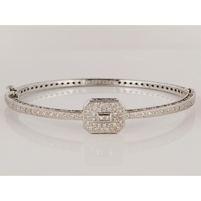 Charriol Blanche Flamme Collection 18 Karat White Gold Diamond Bangle Bracelet