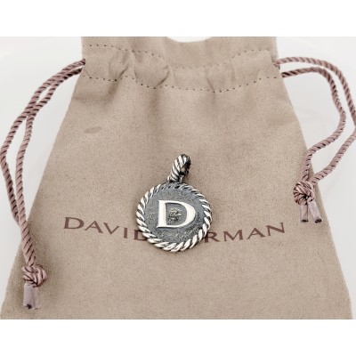 DAVID YURMAN Cable Collectibles D Initial Charm Pendant Enhancer Sterling Silver