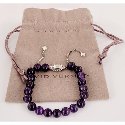 David Yurman Purple onyx Sterling Silver Spiritual bead bracelet 8mm