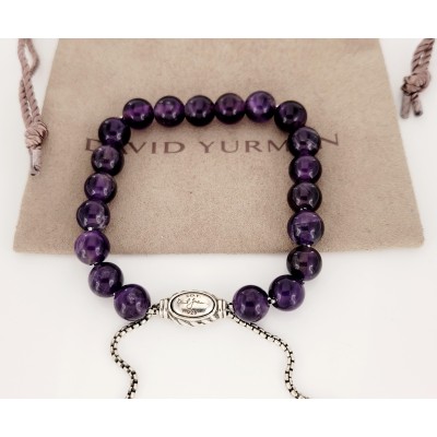 David Yurman Purple onyx Sterling Silver Spiritual bead bracelet 8mm