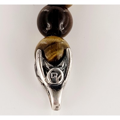 David Yurman Silver Tiger Eye Spiritual Bracelet Bead 8mm