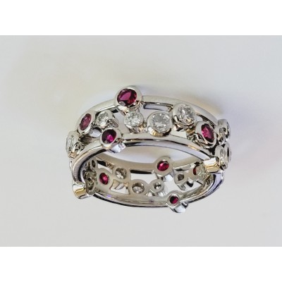 TIFFANY & CO. Ruby Diamond Platinum Bubbles Band Ring