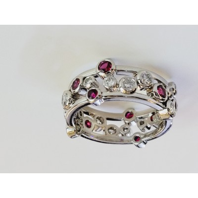 TIFFANY & CO. Ruby Diamond Platinum Bubbles Band Ring