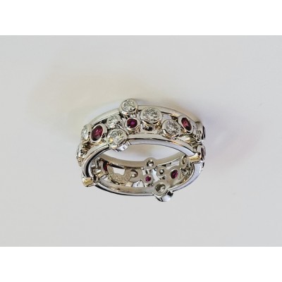 TIFFANY & CO. Ruby Diamond Platinum Bubbles Band Ring