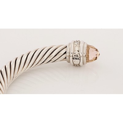 David Yurman Cable Classic Collection Bracelet with Morganite and Diamonds, 7mm